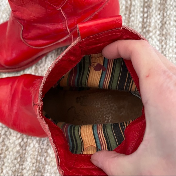 Red Leather Ankle Boots - Picture 9 of 16